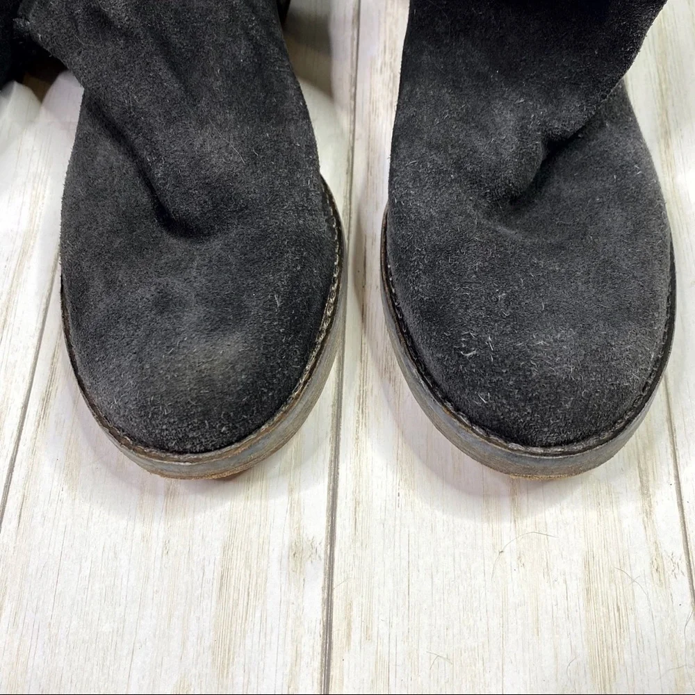 Free People Carlisle Black Suede Distressed Over The Knee Boots